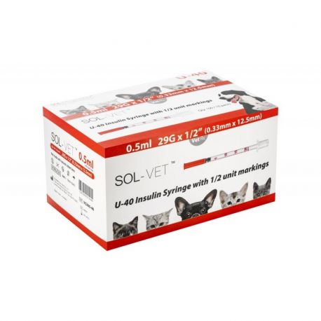 Sol-Vet U40 Insulinspritzen für Hunde und Katzen 0,5 mL